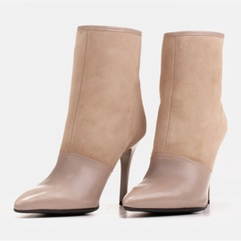 Marco Shoes Bottes pour femmes à talon haut dans une combinaison de cuir et de daim beige 5
