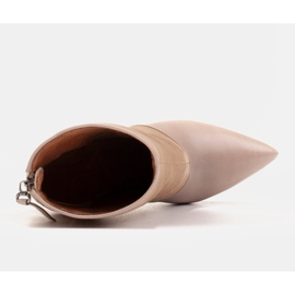Marco Shoes Bottes pour femmes à talon haut dans une combinaison de cuir et de daim beige 4