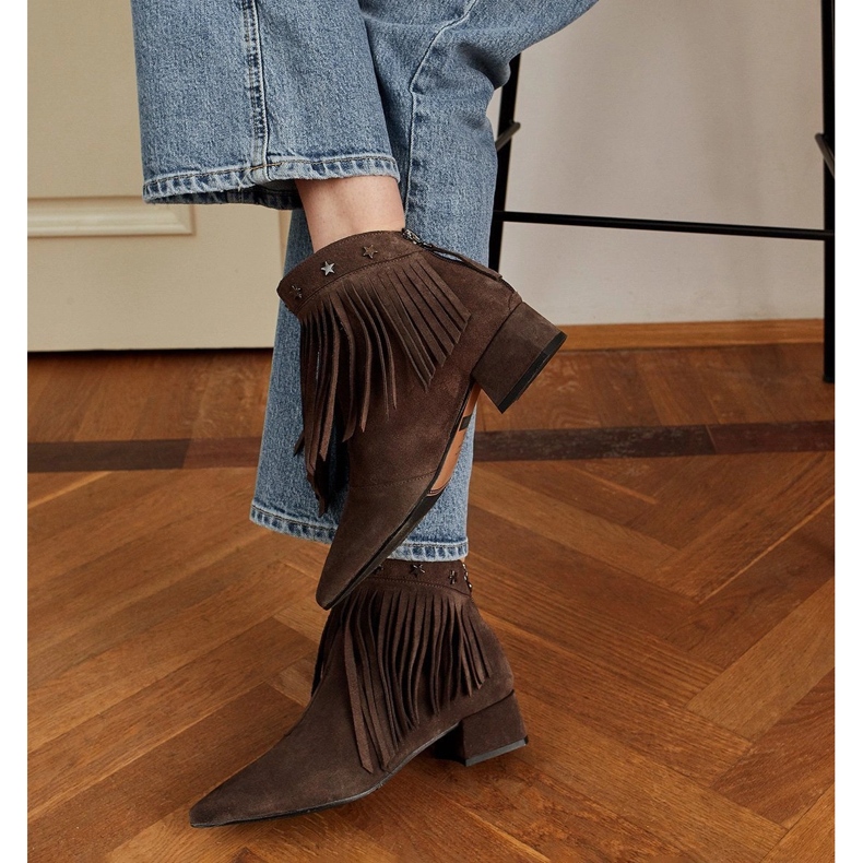 Marco Shoes Boots originales en daim à franges décoratives brun 1