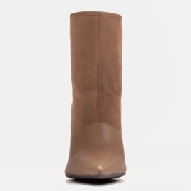 Marco Shoes Bottes pour femmes à talon haut dans une combinaison de cuir et de daim beige 3