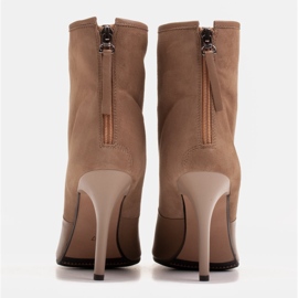 Marco Shoes Bottes pour femmes à talon haut dans une combinaison de cuir et de daim beige 4