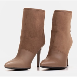 Marco Shoes Bottes pour femmes à talon haut dans une combinaison de cuir et de daim beige 5
