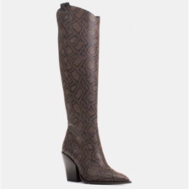 Marco Shoes Bottes hautes pour femmes, bottes de cowboy en cuir véritable brun 1 Marco Shoes Bottes hautes pour femmes, bottes de cowboy en cuir véritable brun 1