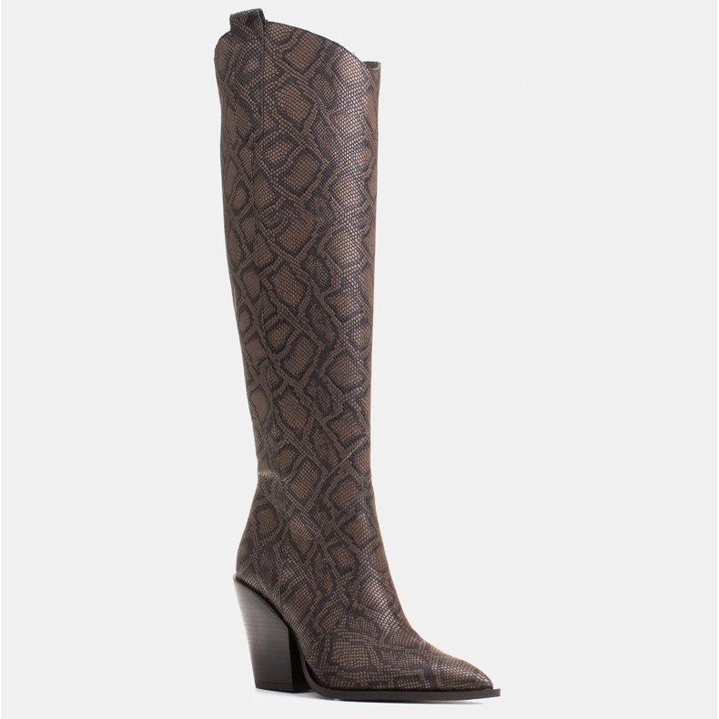 Marco Shoes Bottes hautes pour femmes, bottes de cowboy en cuir véritable brun 1 Marco Shoes Bottes hautes pour femmes, bottes de cowboy en cuir véritable brun 1