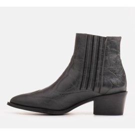 Marco Shoes Bottes de cowboy grises en cuir grainé sans isolation 1