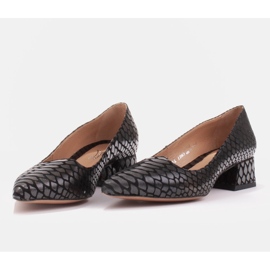 Marco Shoes Escarpins pour femmes avec cuir intéressant sur un talon bas le noir 2