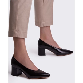 Marco Shoes Escarpins noirs élégants pour femmes en laque le noir 2