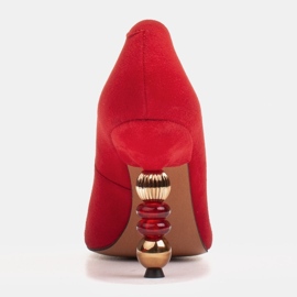 Marco Shoes Escarpins en daim rouge avec pierres 2