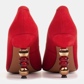Marco Shoes Escarpins en daim rouge avec pierres 3