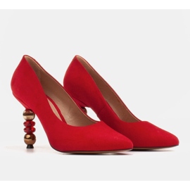 Marco Shoes Escarpins en daim rouge avec pierres 4