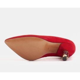 Marco Shoes Escarpins en daim rouge avec pierres 6