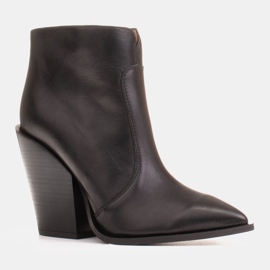 Marco Shoes Bottes de cowboy pour femmes en cuir naturel noir 1