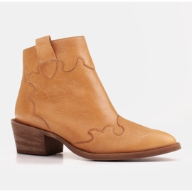 Marco Shoes Bottes jaunes en cuir naturel froissé irrégulièrement 1