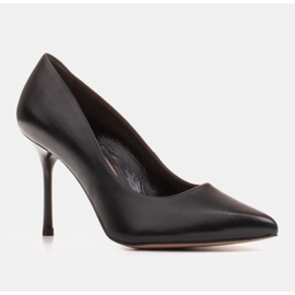 Marco Shoes Escarpins noirs en cuir grainé souple avec talons hauts 1