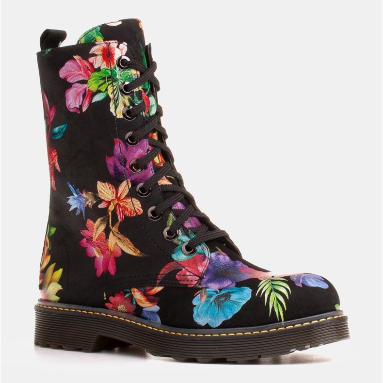 Marco Shoes Bottines hautes, bottines en cuir nubuck à imprimé fleuri noir multicolore 2