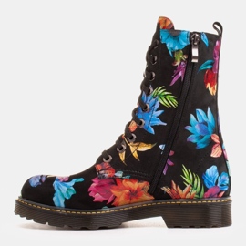 Marco Shoes Bottines hautes, bottines en cuir nubuck à imprimé fleuri le noir multicolore 3