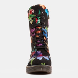Marco Shoes Bottines hautes, bottines en cuir nubuck à imprimé fleuri le noir multicolore 4