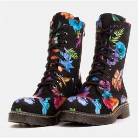 Marco Shoes Bottines hautes, bottines en cuir nubuck à imprimé fleuri le noir multicolore 5