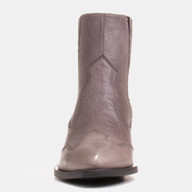 Marco Shoes Santiags rétro grises en cuir froissé 1 Marco Shoes Santiags rétro grises en cuir froissé 1