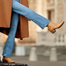 Marco Shoes Bottes de cowboy en cuir polies à la main avec tiges larges en caoutchouc jaune 9