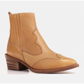 Marco Shoes Bottes de cowboy en cuir polies à la main avec tiges larges en caoutchouc jaune 2
