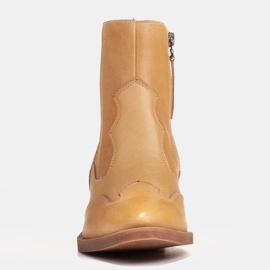 Marco Shoes Bottes de cowboy en cuir polies à la main avec tiges larges en caoutchouc jaune 3