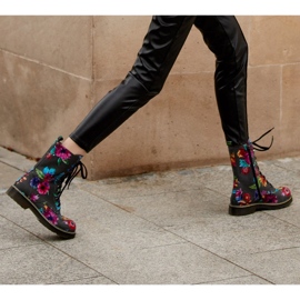 Marco Shoes Bottines hautes, bottines en cuir nubuck à imprimé fleuri gris 2