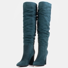 Marco Shoes Bottes hautes vertes et froissées en daim naturel 5