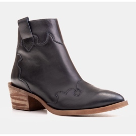 Marco Shoes Bottes bleu foncé en cuir grainé naturel 2