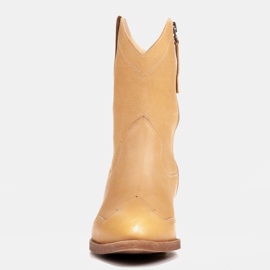 Marco Shoes Bottes de cowboy en cuir poli à la main sans isolation jaune 1