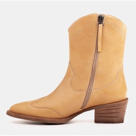 Marco Shoes Bottes de cowboy en cuir poli à la main sans isolation jaune 3