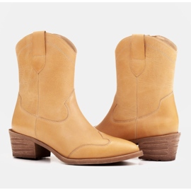Marco Shoes Bottes de cowboy en cuir poli à la main sans isolation jaune 5