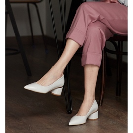 Marco Shoes Escarpins en cuir gris métallisé à talons dorés 1