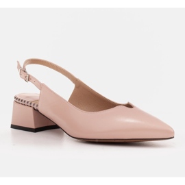 Marco Shoes Escarpins bas à talon ouvert en cuir naturel délicat rose 1
