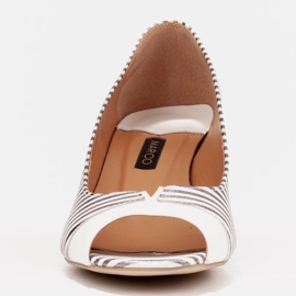 Marco Shoes Escarpins à devant ouvert, talon chromé argent 1