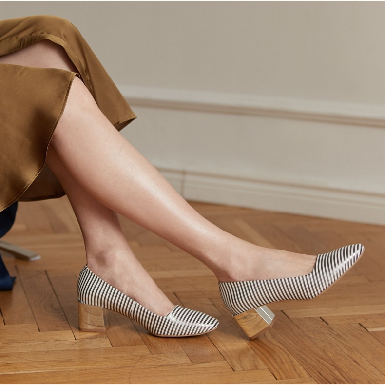 Marco Shoes Escarpins élégants à talon métallisé argent 1