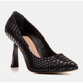Marco Shoes Escarpins élégants en daim enduit d'un motif serpent le noir 2
