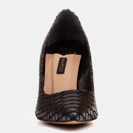 Marco Shoes Escarpins élégants en daim enduit d'un motif serpent le noir 3