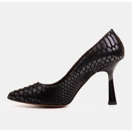 Marco Shoes Escarpins élégants en daim enduit d'un motif serpent le noir 4