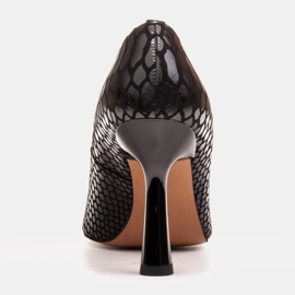 Marco Shoes Escarpins élégants en daim enduit d'un motif serpent le noir 5