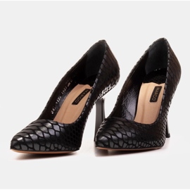 Marco Shoes Escarpins élégants en daim enduit d'un motif serpent le noir 6