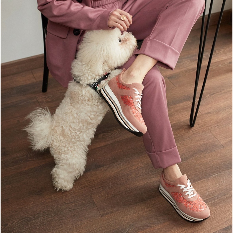 Marco Shoes Sneakers sur semelle épaisse avec mesh respirant rose 1