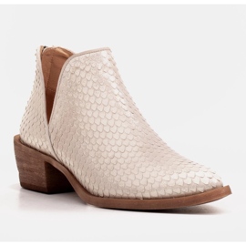 Marco Shoes Bottines en daim naturel avec une coupe en V d'or 2