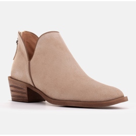 Marco Shoes Bottes beiges en daim naturel avec une coupe en V 2