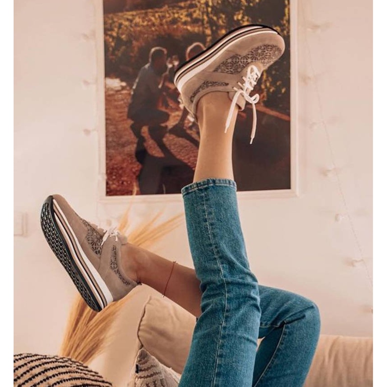 Marco Shoes Sneakers sur semelle épaisse avec mesh respirant beige 1 Marco Shoes Sneakers sur semelle épaisse avec mesh respirant beige 1