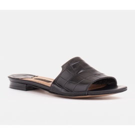Marco Shoes Pantoufles élégantes en cuir noir pour femmes le noir 1