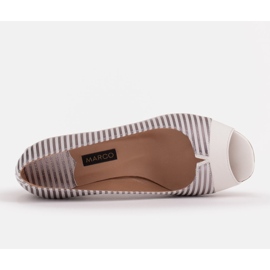 Marco Shoes Escarpins femme à rayures métallisées avec un devant ouvert blanche argent 6