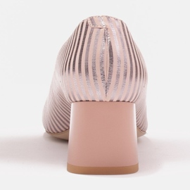 Marco Shoes Escarpins à devant ouvert, cuir à rayures métallisées rose 3