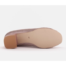 Marco Shoes Escarpins à devant ouvert, cuir à rayures métallisées rose 7