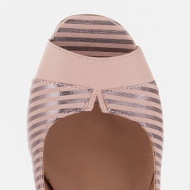 Marco Shoes Escarpins à devant ouvert, cuir à rayures métallisées rose 8